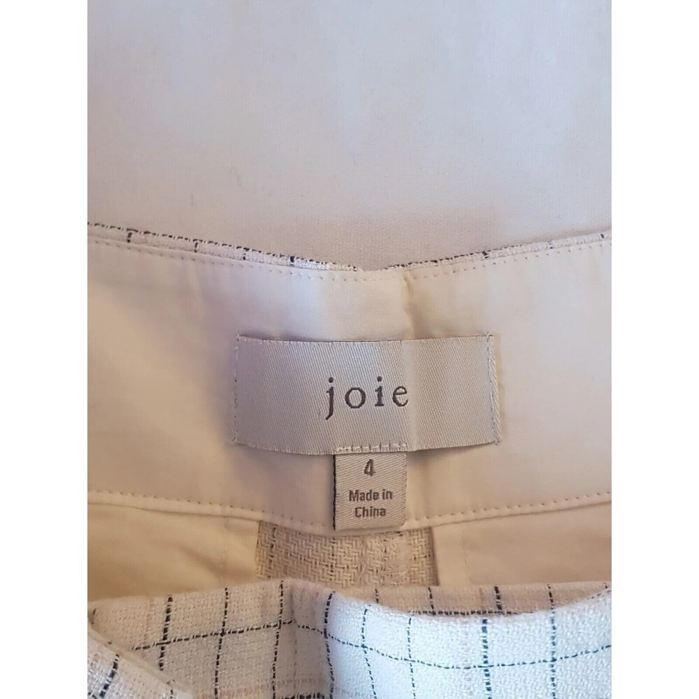 Joie Womens Shorts Sz 4 High Waist Dressy Plaid Ivory Career Work Wear Corporate - Picture 7 of 12